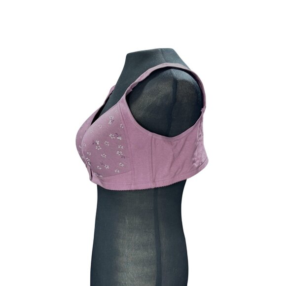 Unbranded Womens Purple Floral Front Closure Bra Size 40C - Picture 2 of 8